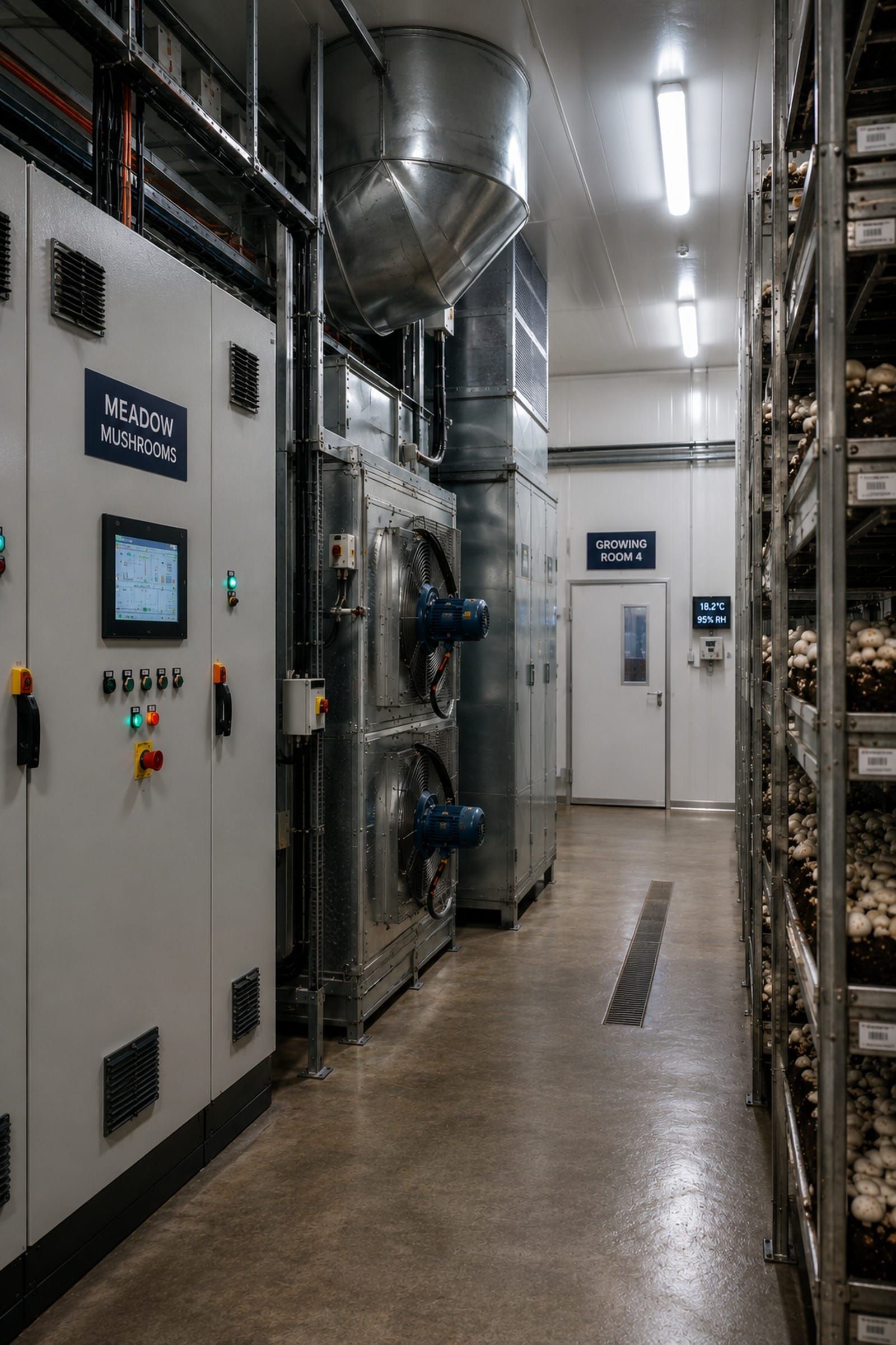Meadow Mushrooms farm-scale plant interior.